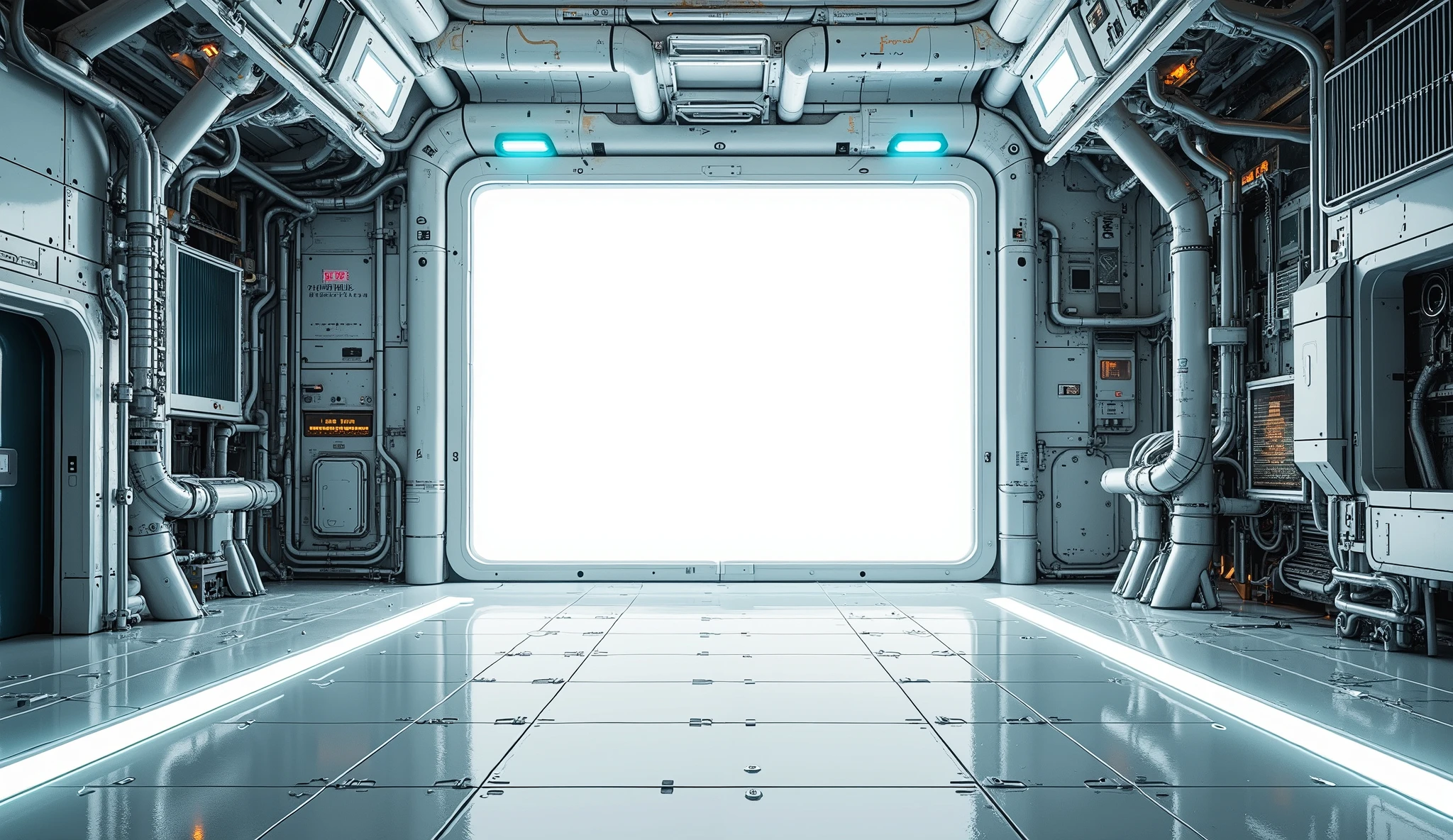 Masterpiece, the best quality, a wall, wall, no windows, ((no people)), no humans, no perspective, no depth, futuristic environment, tubes, cables, futuristic machines