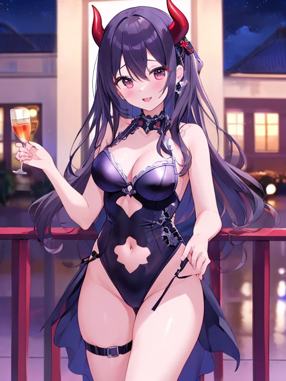 Hgoskadi, Skadi, Long hair, Purple hair, (Red Eyes:1.5), Ponytail, Hair Ribbon, bow ribbon,
BREAK lingerie,
BREAK outdoors, city,
BREAK looking at viewer,
BREAK (masutepiece:1.2), Best Quality, High resolution, Unity 8k壁纸, (Illustration:0.8), (Beautiful detailed eyes:1.6), extra detailed face, Perfect Lighting, extremely details CG, (Perfect hands, Perfect Anatomy),
