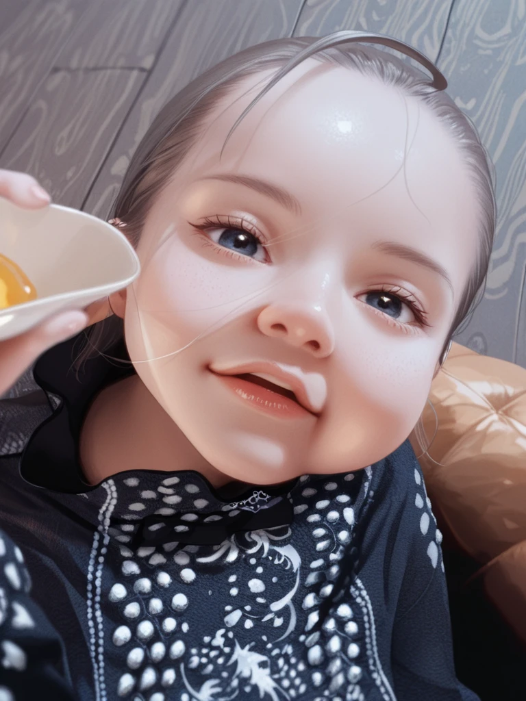 there is a girl with a flower crown on her head, red cheeks, red - cheeks!!, rosey cheeks, cutecore clowncore, rosy cheeks, cute silly face, smudged face, very silly looking, face picture, blurry face, flushed face, with round cheeks, full cheeks, deformed face, iphone picture, she has a cute face