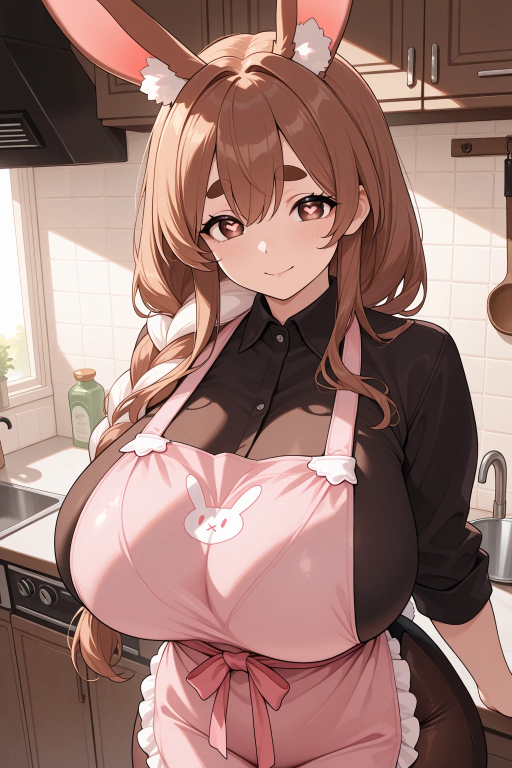 Chibi, busty, ochako uraraka very big breast kawail realistic kitchen apron