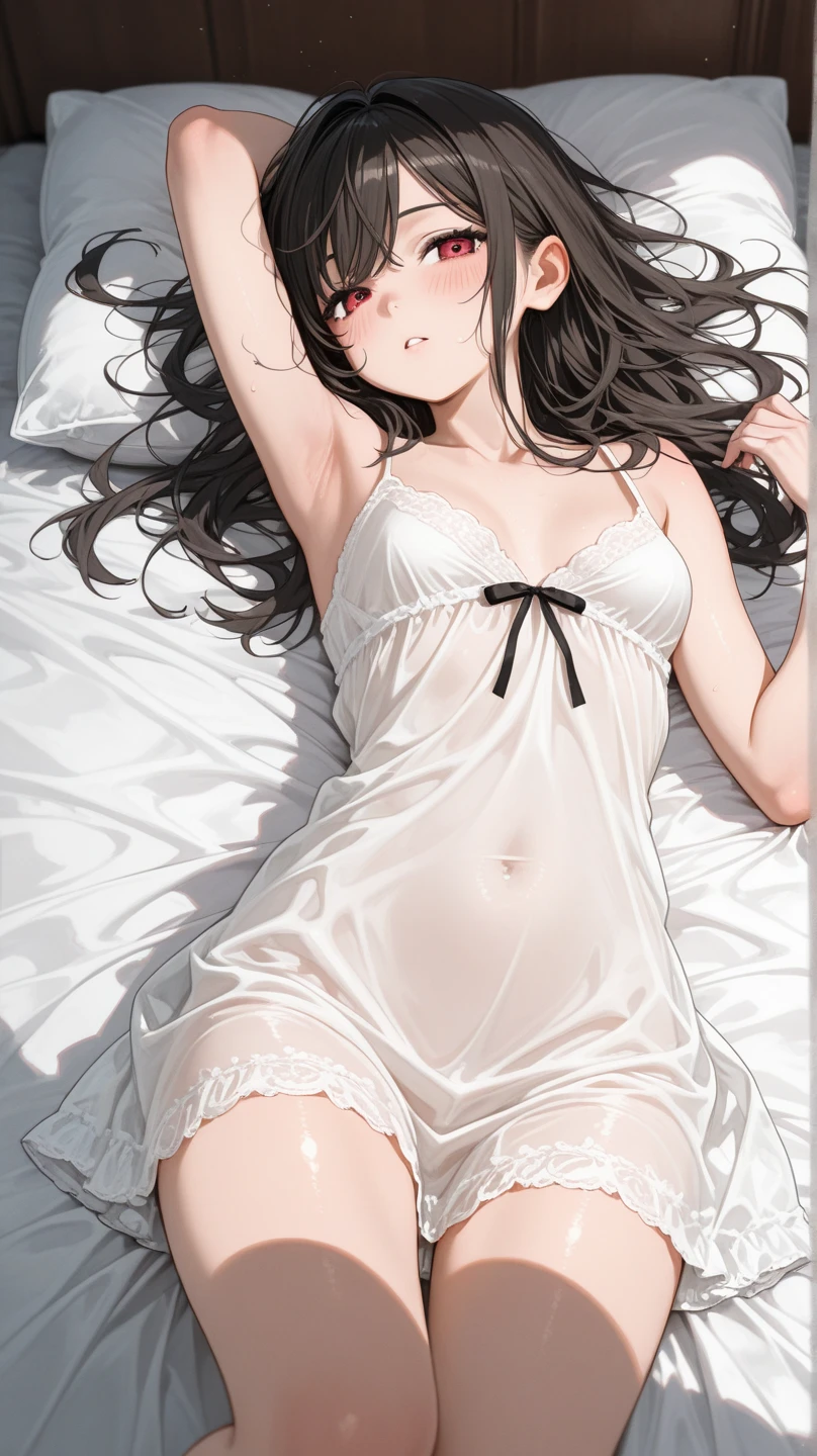 (8K, original photography, best quality,)a girl,16 years old,slim body,nightgown,in the bedroom,Sleep soundly in bed
