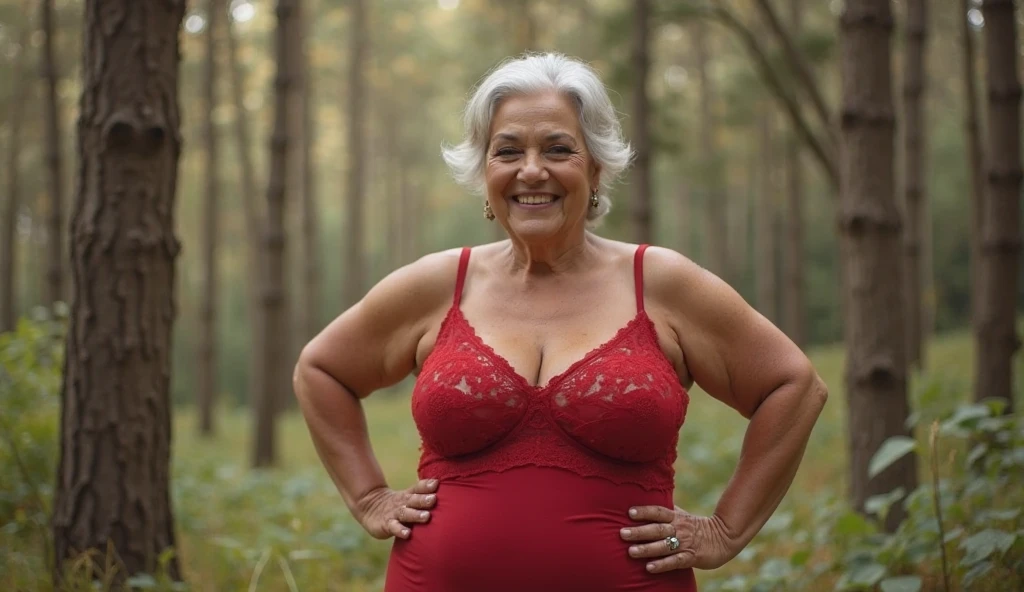 70 year old woman with large breasts, a big butt and a slim body