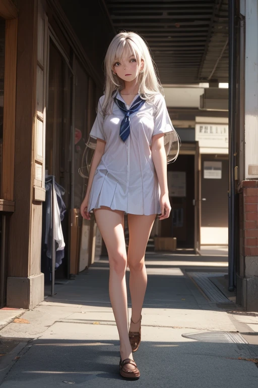 Top image quality、NSFW、Sparse people in the city、Climb the stairs、Nude Models、zori、The morning sun shines in the light、fullnude、barechested、strong breeze、barechested、14years、fullnude、Luxurious hair ornament with feathers、2.5th Dimension Girl、８Head and body、A slender、Unusual look、Very skinny、Luxury、skinny、Ribs、A-cup breasts、discreet breasts、Smaller chest、small tits、beauty legs、Constricted waist、dented belly、Beautiful silver hair、collage、Toe to toe,Knitted sandals、pure love、Crowd background、Backgrounds that look like real photos、anklets、a person々Guiding、Angle from above、purse