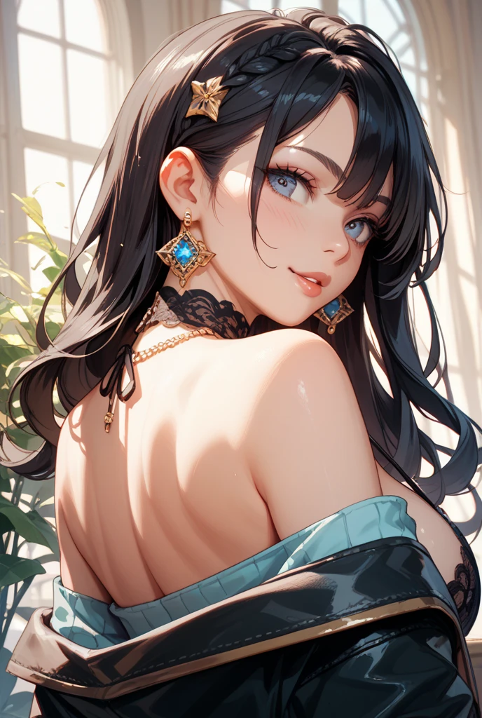 (highest quality:1.4), Very detailed, Vibrant, Best aesthetics, Accurate, (masterpiece:1.4),
BREAK
(profile, Cowboy Shot:1.2), 1 beautiful girl, 18yo, small face, beautiful detailed face, narrow waist, The beauty and danger of growing from a girl to an adult, A symbol of miraculous beauty, Graceful posture, sensual, bewitching woman, (cleavage), (dark red hair, half-up braided hair AND A long single braid of hair flowing from the shoulder to the front:1.5), Swept bangs,
BREAK
(Indigo Blue Dress, off shoulder, Strapless dress, Sleeveless:1.4), (aqua blue teardrop-shaped earrings),
BREAK
(A fantasy world cityscape:1.4), A city resembling Venice with canals, Leaning against the railing of a bridge over a large river, Bright lighting, Beautiful world, New World, Blown by the gentle wind, Soft sunlight that induces afternoon drowsiness, looking side glance, left hand on own chest, five fingers, (vivid yellow eyes:1.4), Slit Pupils, beautiful detailed eyes, long delicate eyelashes, Meticulous Eyelash Details,
BREAK
(A golden heart-shaped pendant:1.5), (hot gaze, heart-shaped lips, beautiful detailed lips, Glossy, Open Mouth, Leaking sigh), seductive smile