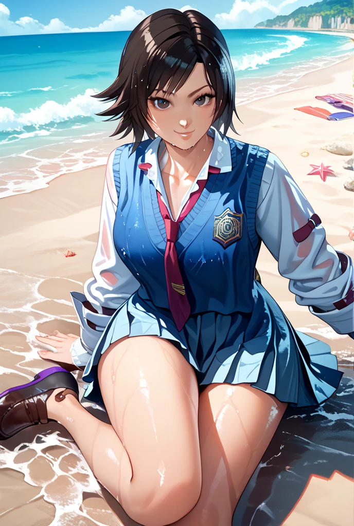 masterpiece, (Perfect Anatomy:1.5), highest quality, high resolution, exquisite detail, 1 lady , slender, leggy, Seductive, Perfect hands, Perfect body, (wear a white long sleeved shirt, tie, navy officer winter jacket:1.5), white bikini pantie , barefoot, lying on back, ((((hip lift)))), looking away, parted lips, belly button , Very finely crafted fingers, full body showcase, no background, No logo