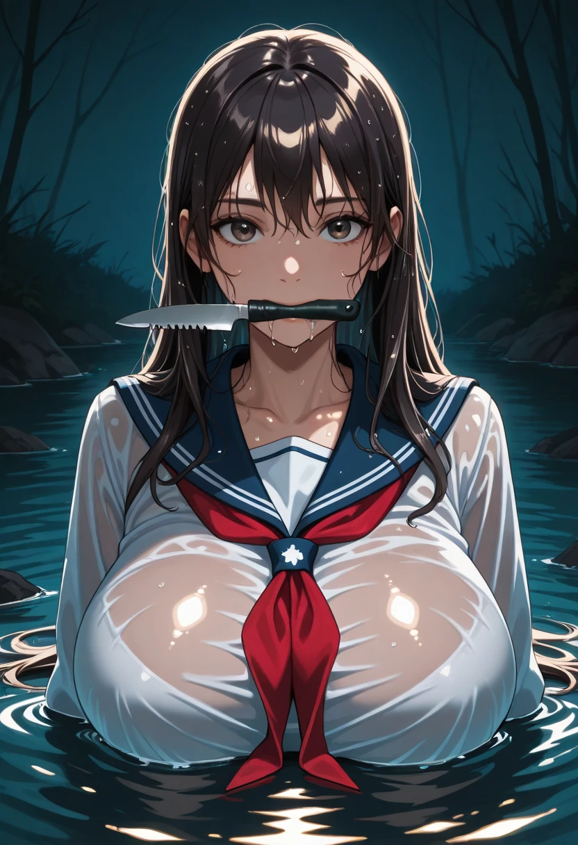 score_9, score_8_up, score_7_up, source_anime, sakimiya iruka, red hair, green eyes, one side up, medium hair, green scrunchie, hair ornament, shiny skin, rating_explicit, (large breasts:1.2), large ass, nude, collar, empty eyes, expressionless,(tears:1.3),(sweat, steaming body, heavy breathing:1.3), (trembling:1.5), drooling, (pussy juice, Squirting:1.3),(after rape, after sex:1.5), wariza, sex slave, multiple men, size difference,(orc, huge penis:1.5), penis awe, huge testicles,(excessive cum, cumdump, cum overflow:1.5), (cum on body, cum in mouth, facial, cum on hair:1.3), (grabbing another's ass),prison cell, from above, face focus
