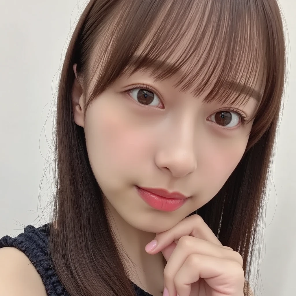 (Very detailed CG ユニティ 8k 壁紙), (masterpiece), (highest quality), (Very detailed), (Best illustrations), (Best Shadow), Ultra-high resolution, (Realistic, photo-Realistic:1.2), One girl, Rooftop café in a shopping mall, White opaque shirt with bow tie, Puffy eyes, View your viewers, smile, close,