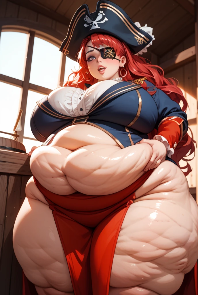best quality, masterpiece, solo, (( Tall ,Feminine))anime Male in red Dress with crown,( Red corset, Skirt trail), wearing an ornate outfit, anime princess, in a fancy elaborate dress, ((Long Orange Hair:1.4)), ((hair styled in curls:1.3)),((Green eyes)), inflatable,((Wide Hips)) , ((Huge butt)),((Thick Thigh and Legs)),((big Belly ))((Plump)),Background(Ballroom)), expression ( Smug, Smiling , haughty),