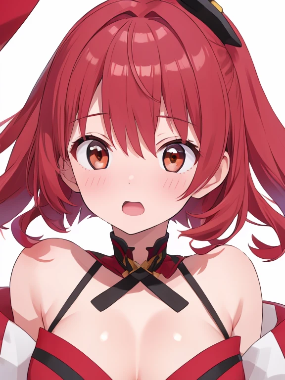 ((masutepiece, Best Quality, hight resolution, nffsw, Perfect Pixel, depth of fields, 4K, )), 1girl in, Solo, , Beautiful anime girl, Beautiful Art Style, close up, Looking at Viewer, Perfect body, Yuigahama Yui, Short hair, pink hair, hairbun, (large boob), smiling, blank white background 