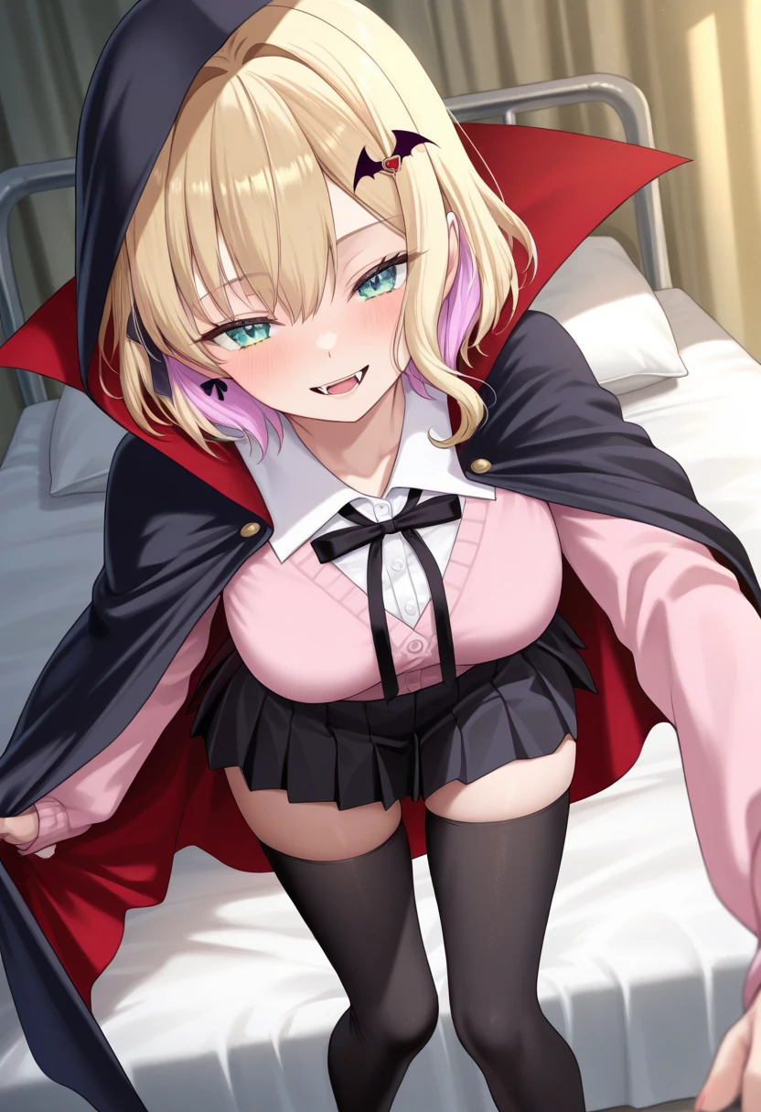 4K 、kawii、nsfw、vaginal,sex 、woman on top 、spread pussy、6years old 、trembling 、bottomless、on back、drunken eyes 、black kneehighs、large breasts、vulgarity 、pussy juice 、on the bed、from below pussy、spread legs、black elbow gloves、spread legasturbation、sweat、heart shaped pupils、steat、trembling、black nurse、blonde hair、short hair、Shigure Ui-Vtuber、clitoris