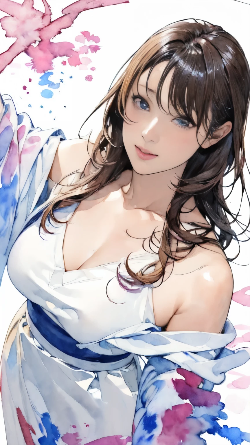 (masterpiece:1.3, Highest quality, Ultra-high resolution, Super detailed), (Realistic, photoRealistic:1.4), Beautiful illustrations, Perfect lighting, Natural light, colorful, Depth of written boundary, Surrealism,
Beautiful detailed hair, Beautifully detailed face, Beautiful attention to detail, Beautiful clavicle, Beautiful body, Beautiful breasts, Beautiful thighs, Beautiful feet, Beautiful fingers, Shiny skin,
View your viewers, 1 Girl, Japanese, 17 years old, (Perfect Anatomy, Anatomically correct, Highly detailed skin), Cute and symmetrical face, Baby Face, Perfect Face, Perfect Eyes, thin,
(Long Hair:1.8, Straight hair, Black Hair), bangs, Purple eyes, Droopy eyes, Long eyelashes, Large Breasts、
Blue skirt style bikini, White rash guard,
(Beautiful views), noon, Seaside, (Cute smile, Part your lips),