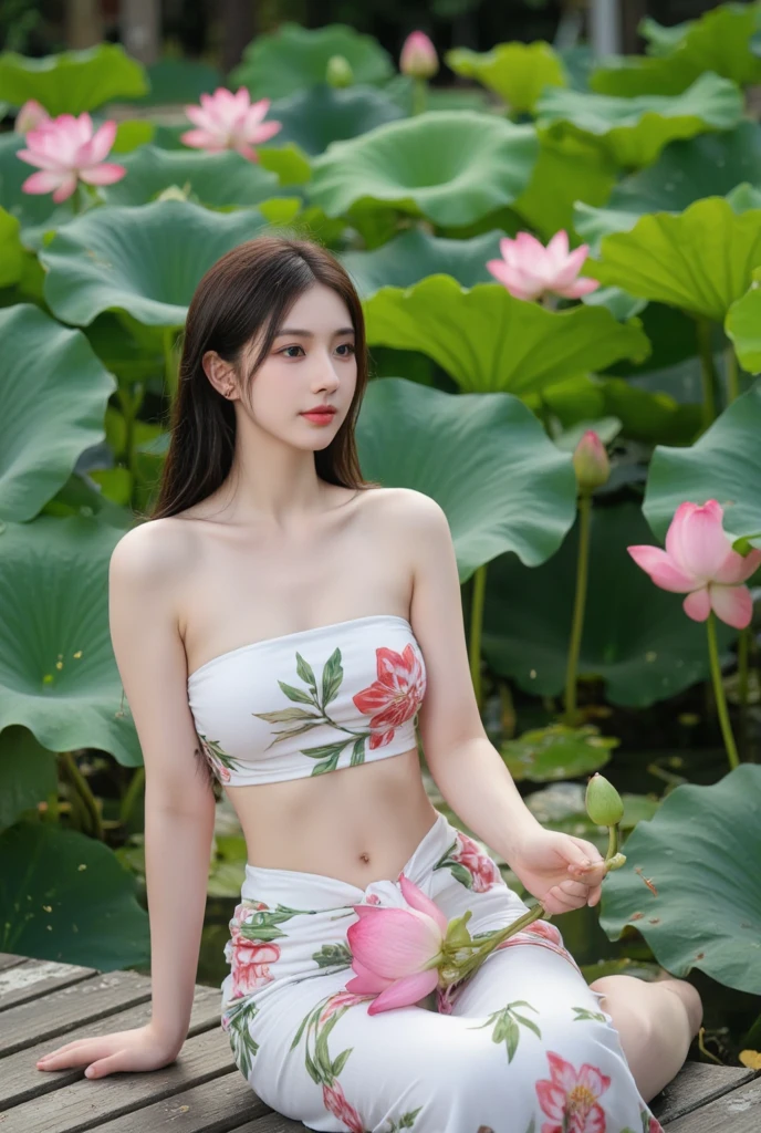 High resolution symmetrical images,    Japanese film photo of a woman with colorful tattoos on her waist, chest and arms,  Big mouth cleavage、(((Full body tattoos)))、 Large tattoo on the chest、
(Lotus tattoo)、 (close up chest, Underarm, 胸のAngle from below), blonde braids, short hair, ((Art Nouveau)), (??????? Face), (Alphonse Mucha), Small earrings, ((on the road, wood, Buildings in medieval Europe)), Angle from below、(Anatomically correct)、（Perfect body proportions)、(Natural Hands、Natural Fingers)、(Breast Goddess, Woman born from flowers, ((Round face)), Realistic Eye Size, Droopy eyes, smile,I&#39;m bathed in dazzling light
