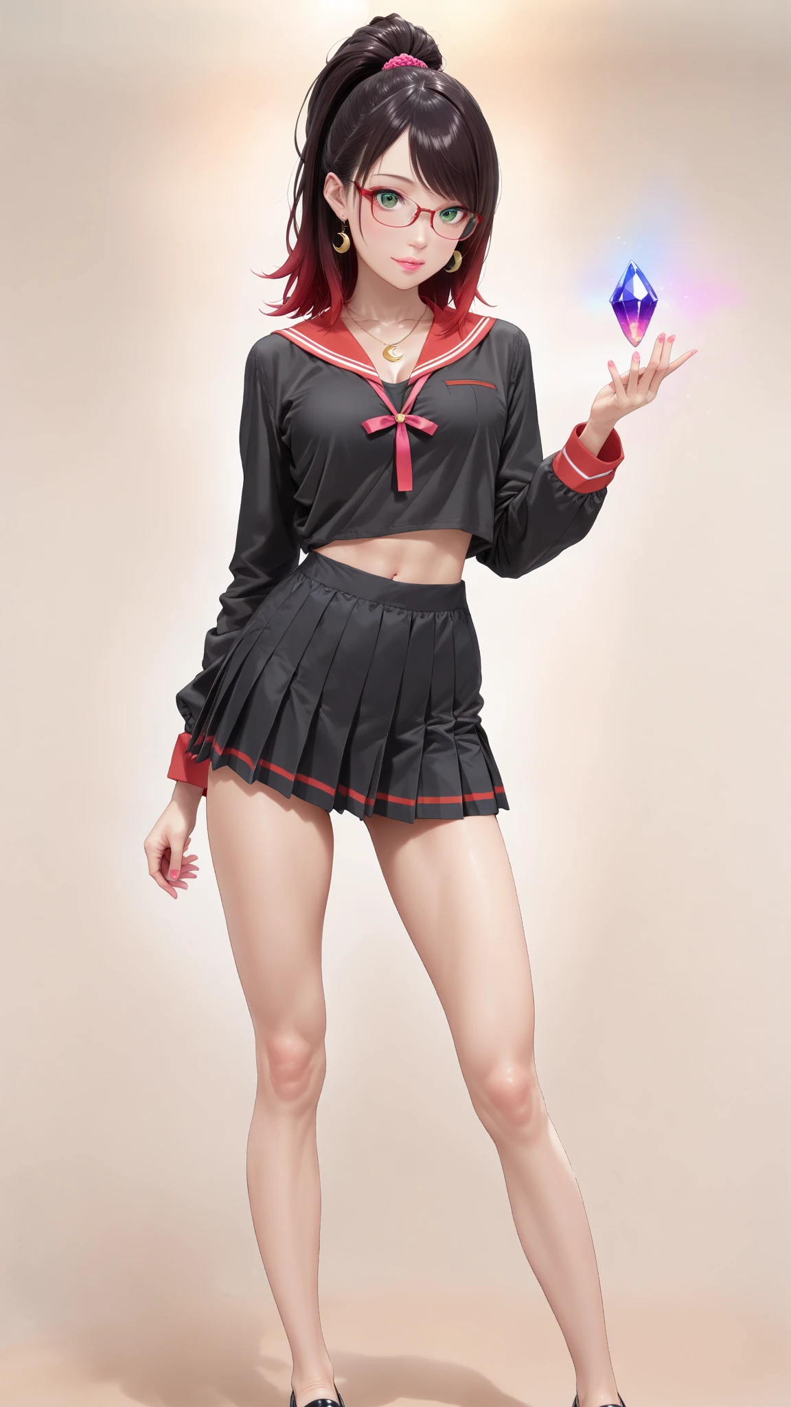 White-skinned woman in skirt, A plump chest, Surrealism female students, extreme low angle long shot, wearing a tanktop and skirt, Short skirt, Realistic schoolgirl, trending on cgstation, Wearing a crop top and miniskirt there is a woman in a short skirt and a white shirt posing, Anime girl cosplay, maple story gun girl, trending at cgstation, Anime cosplay, Ayaka cosplay, White Cat Girl, roseanne park of blackpink, gogo dancer, rpgmaker, Junko Enoshima, smooth white tight clothes suit, jia, publicity cosplay, cosplay, lalisa manoban of blackpink