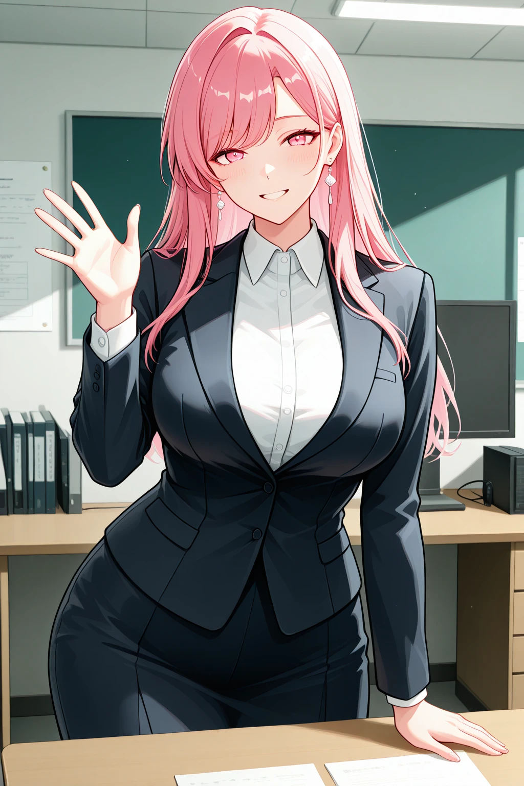 private teacher、Big Breasts、Green Eyes、Calm、older sister、Pink Hair