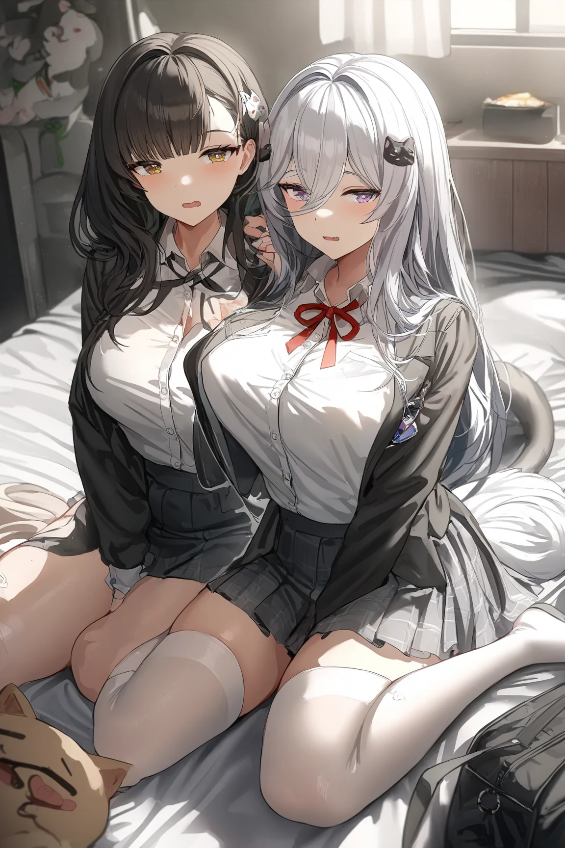Best Quality,8K,middle School girls, boy is grabbing girl’s breasts from behind」valley,smile,Naughtyな女の子,Beautiful girls,beautiful girl,Absurd,Uniform white shirt,Perfect Face,Horny girl,masterpiece,Naughty,sex,Bed in the room,Adult
