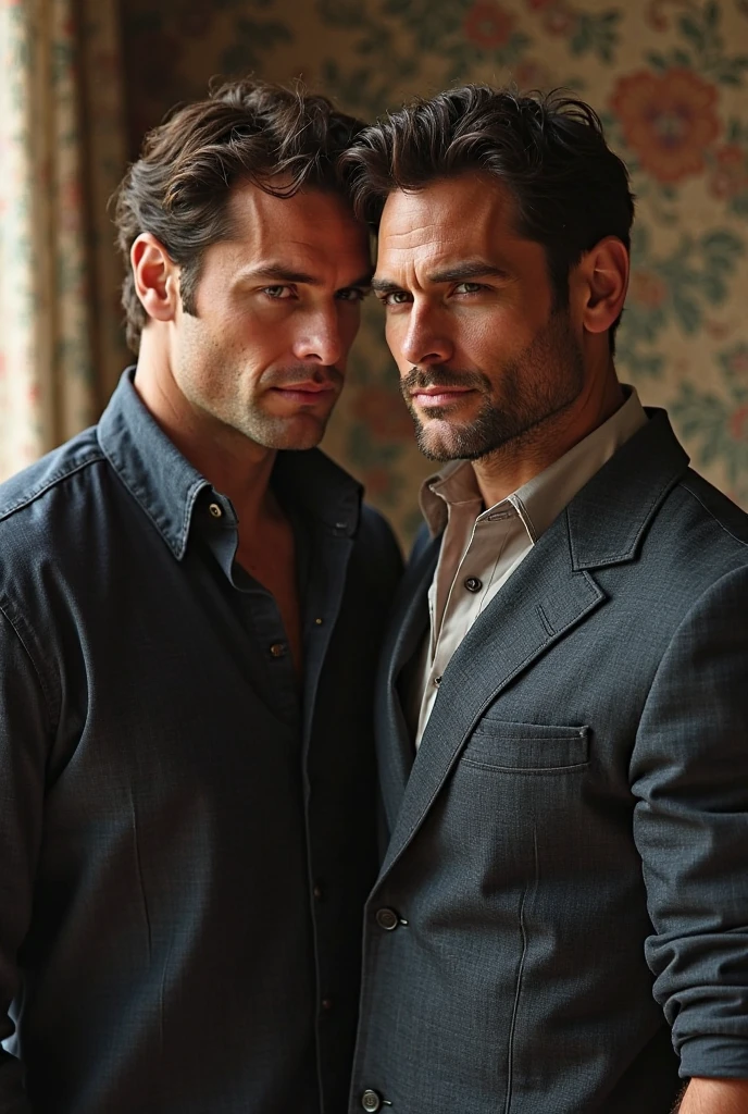((masterpiece)),((bestquality)),8k,high detailed,ultra-detailed, Neutral Expression, Stylish Pose, real skin texture, cinematic lighting,
Gay couple in the style of royal blue