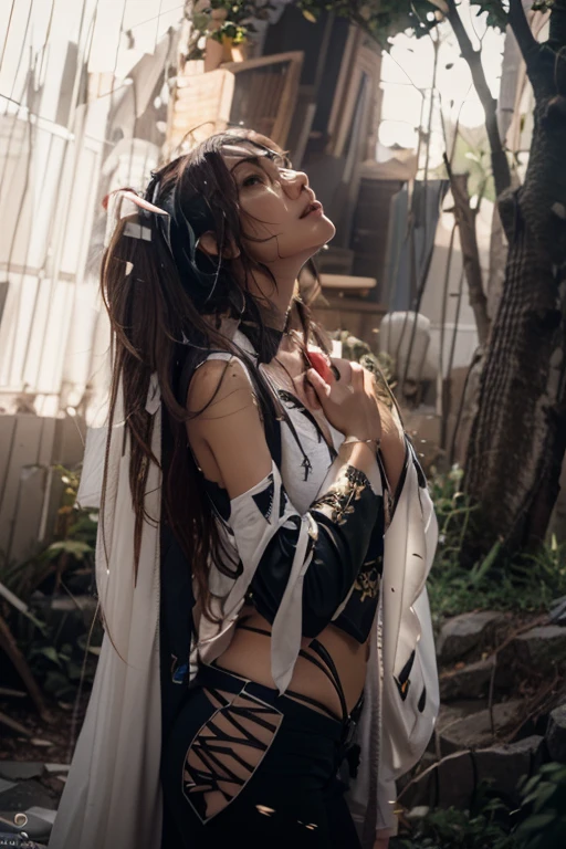 look up, 8K, masterpiece, Most detailed, Highest quality,, create a sense of fit, Cute Girls,Side Tail, (Wet),Sun light,((wedding)),pubic hair,Veil,(((bride))),((show off)),(ふっくらとしたNipples),Ecstatic expression,Outdoor,White lace,Nipples,Ample breasts,Saggy breasts,Hime cut,One female