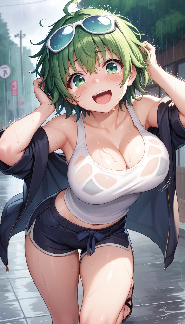 (indian girl face green eyes colour)( Big breast without andy clothes Full open clothes) tight short, shorts