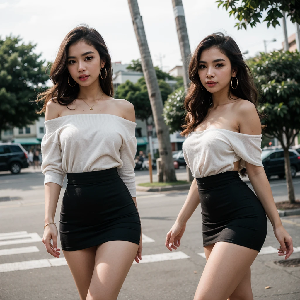 She has a very square and very chubby face, Square face, Looking at the viewer, jewelry, Realistic , sexy short skirt outfit, standing next to a supercar, posing freely