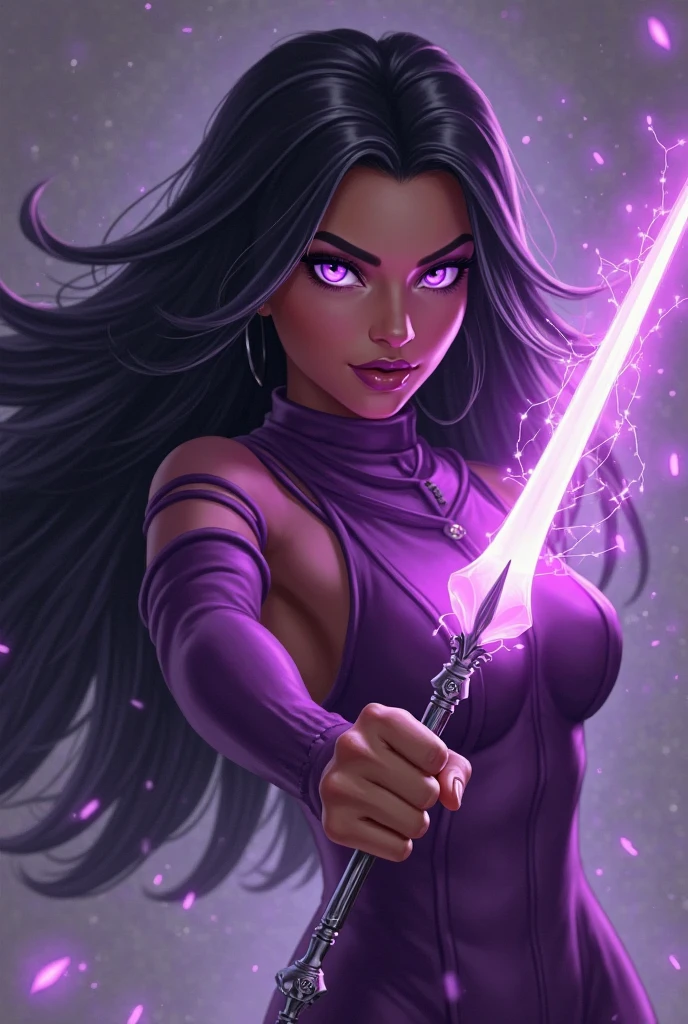 Arafed woman with big-boobs with abs muscle veins dressed in latex holding a sword and a sword., psychopath, PSYLOCKE de los x men, PSYLOCKE de los x men, young ninja gaiden portrait, retrato seductor de PSYLOCKE, samira from league of legends, PSYLOCKE de los xmem, PSYLOCKE, cosplay, heroine, PSYLOCKE, black and violet suit hazel yellow cat eyes. ((smile)) 