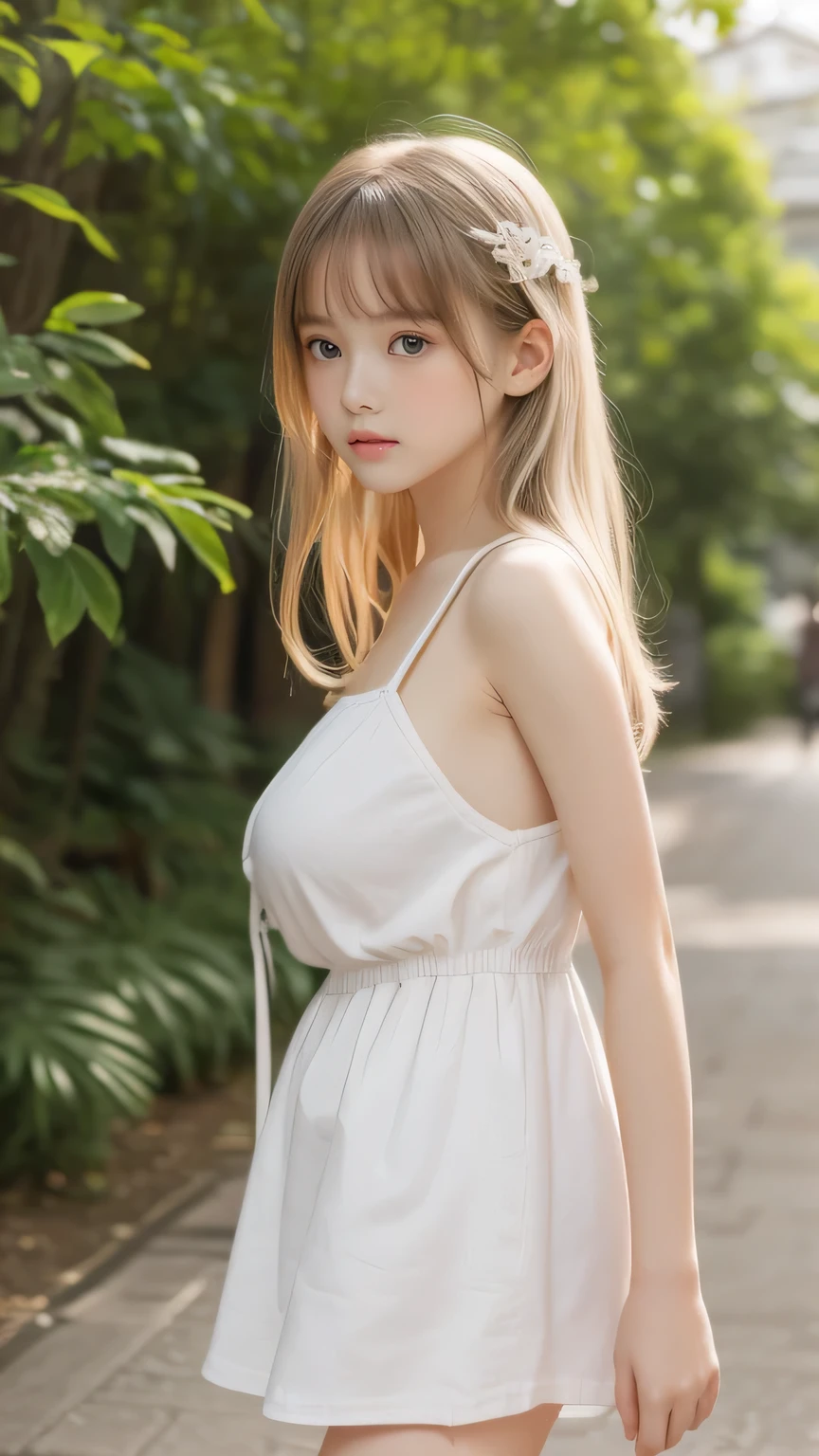 Girl sitting on a rock riverside, blonde girl with long hair, blonde - haired princess, beautiful  gravure idol,loving expression, blushing, blue eyes, sunset, big breast, off shoulder, cleavage, beautiful asian young girl,attractive pose, asian girl, best quality, masterpiece, high_res, 1girl, hair ornament, upon body, tyndall effect, photo realistic, rim lighting, two tone lighting, (high detailed skin:1.2), 8k uhd, dslr, soft lighting, high quality, volumetric lighting, candid, Photograph, high resolution, 4k, 8k, blonde hair, young gravure idol, see through dress, wet, sunset, bokeh,