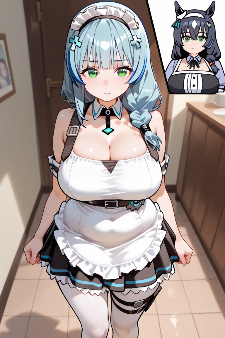 Re:Zero's Rem、light blue hair、short hair、table top、High resolution、many girls multiple girls、large crowd、lots of cute girls、big and full breasts、naughty body、See-through、throw、、whole body、Are standing、Look up at me、confused face、blush、black pantyhose、female shape'Private parts are clearly visible、I can see your nipples、white shirt、navy check skirt、micro mini skirt、very short skirt、Department store、shop、Many people々々、in the crowd、bare chest、show your chest、while holding the tray、place the chest on the tray、Upper grade、A lot of milk comes out from the nipples、Breast milk gushes from the nipple、cat ears maid clothes、blue gingham maid outfit、With cup 、Breast milk drips from the nipples、Breasts wet with breast milk、The shape of a woman's private parts is clearly visible、close up of chest