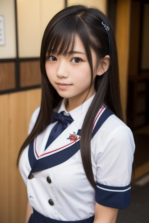 Realistic, masterpiece, High resolution, detailed, (1 Japanese Teen Girls, Short tight sailor , Parted bangs, Transparent and glowing eyes, Surprised expression, I am going to cry, Wide open mouth, Platinum black long hair), field of depth, Bokeh, Showing off dynamic dance moves like idols, zettai ryouiki, in the garden, The lower half is naked、No panties on、Sex toy in vagina falls to the ground、Sexually excited expression