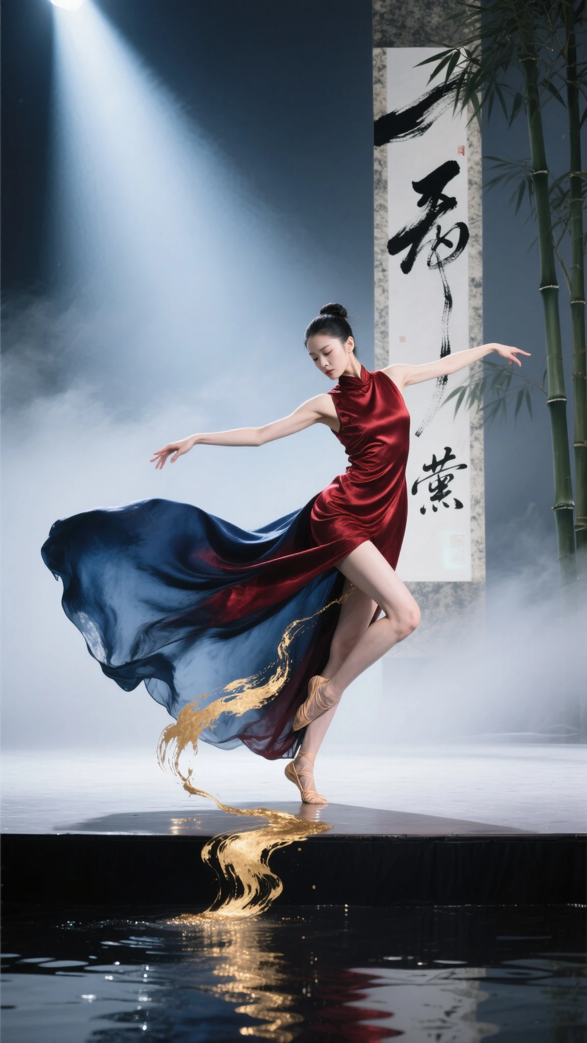 (masterpiece, Top quality, best quality, Official Art, beauty:1.2),（最詳細清晰的contour和五官：2.0，contour：1.0） (1 Chinese Goddess:1.5), Very detailed,(Dunhuang艺术:1.1),(Dunhuang，rich and colorful:1.1)(Flowers:1.3),Most detailed,(tangled:1.2), (Dynamic poses，Show your thighs:2.0), (blue sky white clouds moon background:1.3), (Chinese embroidered Hanfu:1.2), (Glowing skin，Camel toe：1.2), (Many colors:1.4), ,(earrings:1.4),