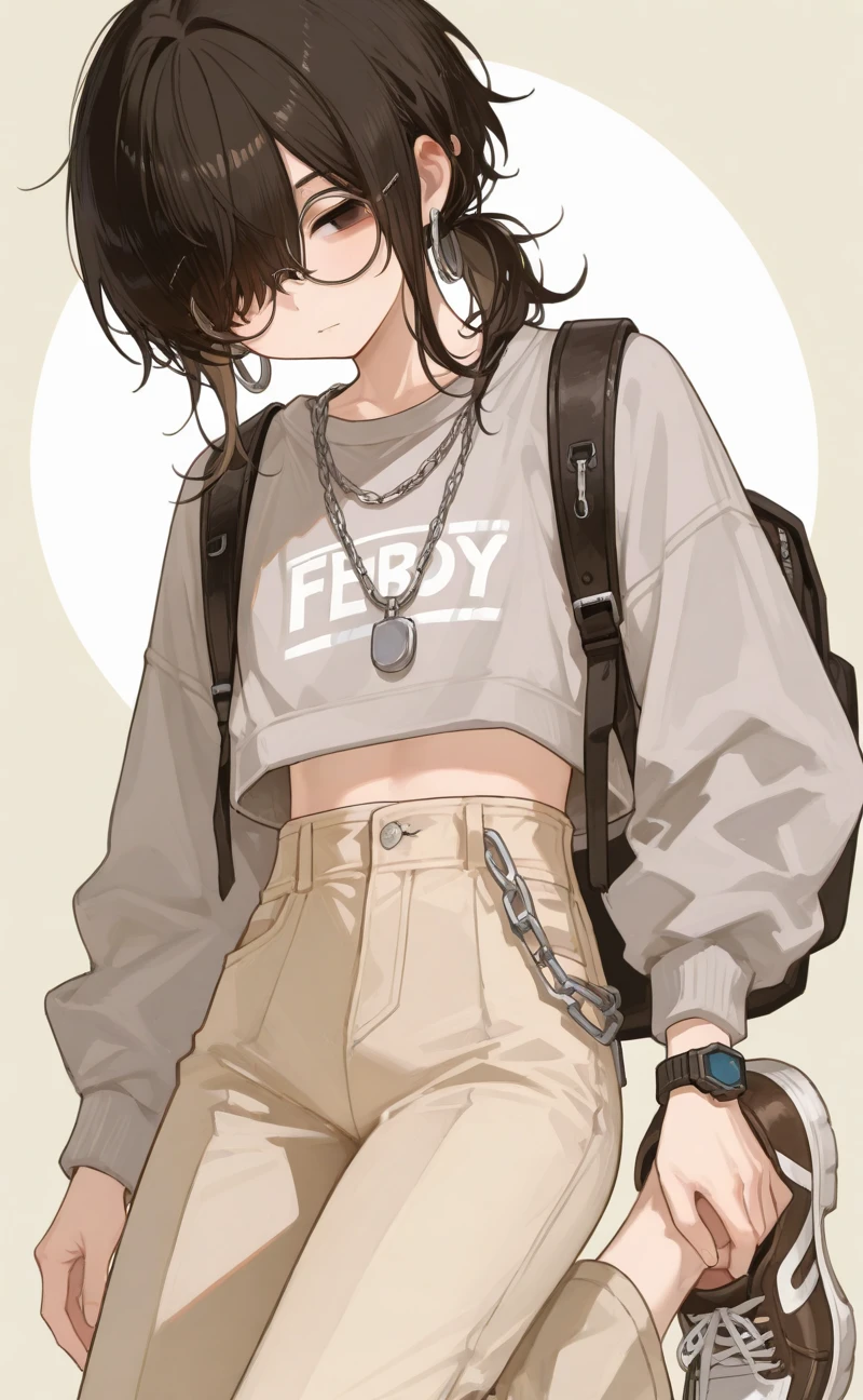 Bertha has tanned skin, light green eyeliner, and café brown, short curly hair with a black baseball cap worn on top of it. The cap also has some white trims. She wears a dark gray and white striped referee t-shirt and gray pants and a black belt. She also wears gray shoes with light gray laces