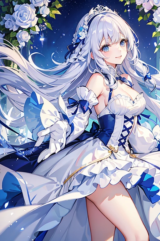 beautiful illustrations, highest quality, pretty girl,beautiful girl、clear face、 half girl、pastel colour 、smile、blush、にこやかなsmile、thighs、perfect hands、five fingers、fantasy、fantasy、Cat ear、white hair、blue eyes、underwear、bra