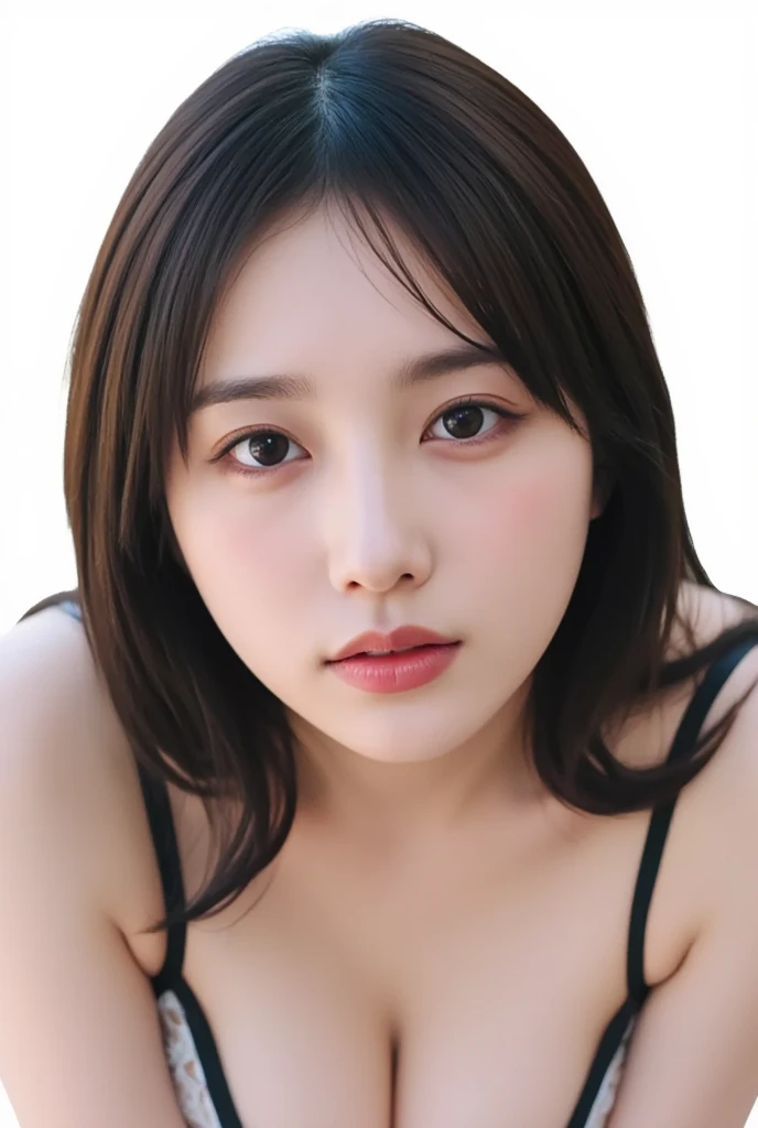 Asian woman in her fifties with long brown hair and red lips, Soft Portrait Shot 8k, 8K Portrait Rendering, [ 4K Photorealism ]!!, [ 4K Photorealism ]!!!, Portrait of a female idol in Japan, Realistic Anime 3D Style, Photorealistic anime girl rendering, 3D Anime Real, Young and adorable Korean face, Cute realistic portrait