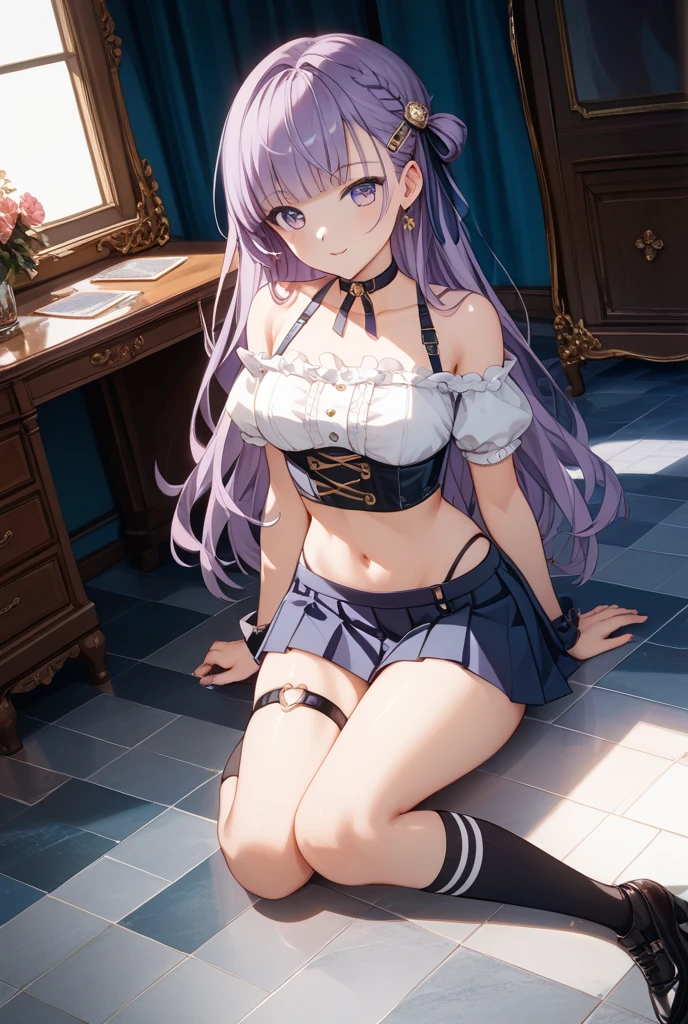 one girl，full body figure，ロリbig breasts、big boobs，big boobs，Perfect five-finger、mini skirt、Black panties are visible、Black Panties、shy face、Voluptuous legs、perfect thing、highest quality、big breasts、detailed description、small details、detailed face、white skin、lift skirt、Skirt flip、classroom、erotic pose、Celia Claire (Seirei Gensouki) 、 Celia Claire
