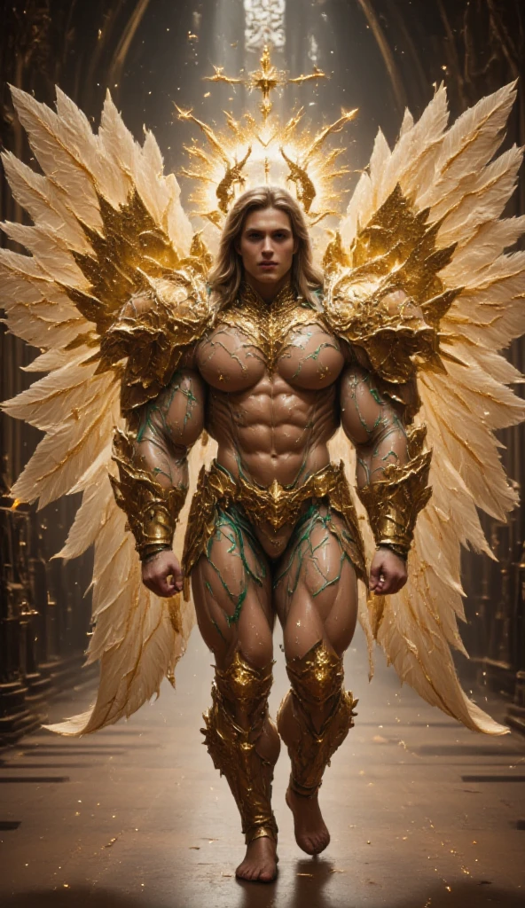 (8k,photorrealistic RAW photograph top-quality;1.4) (1 young boy) Super handsome king of the underworld (lifelike face) (Medium curly yellow hair) slenderbody Hairy, macho, muscular guy big yellow eyes Aristocratic yellow butterfly costume Yellow butterfly decoration Fangs peeking out of the mouth Pointed claws a seductive gaze Beautiful expression A hyper-realistic (King of the Underworld) appealing (real looking skin) 超High resolution high détail Luxury yellow butterfly trousers Aura of yellow butterflies emanating from the body effect yellow butterfly wings