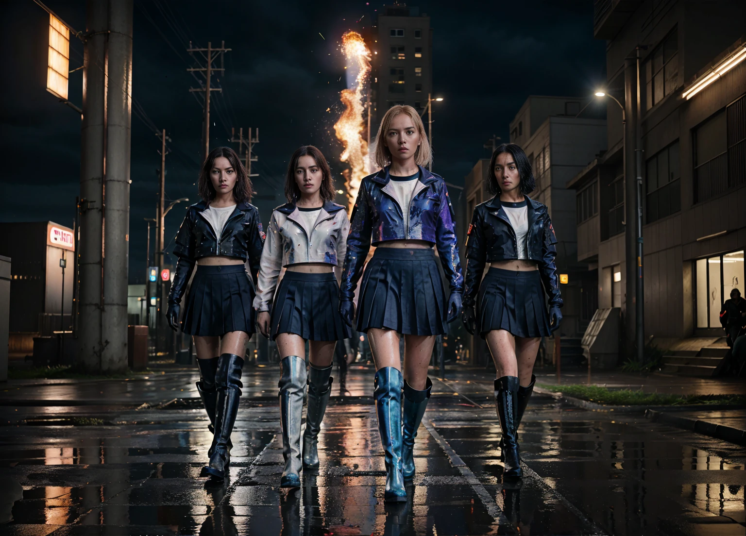 Four girls walking in the hallway of an elite school