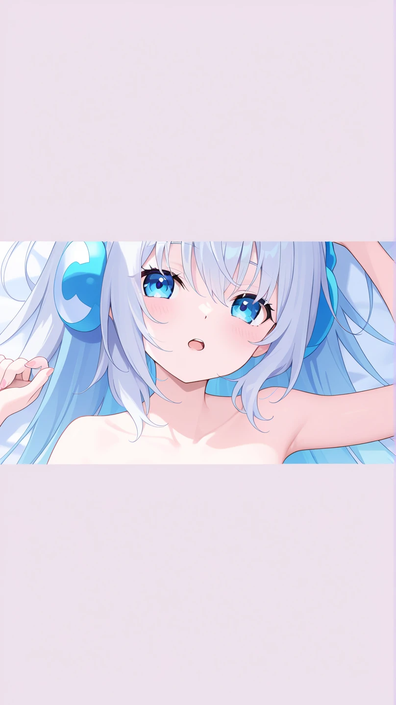 (Highest quality), (High resolution), (masterpiece), (Very detailed), Shiro \(no game No life\),Long Hair,Multicolored Hair,Hair between the eyes,Gradient Hair,Flat Chest,, Blue Archive Art Style, One Girl, Silky skin, Shiny skin, blush, desire, Heart pupil, Heavy breathing,(Micro Bikini), Front view, (Bright saturation), Love juice drips, Swimwear is see-through, Push down, In bed at night, Dark Room, On all fours, Very close