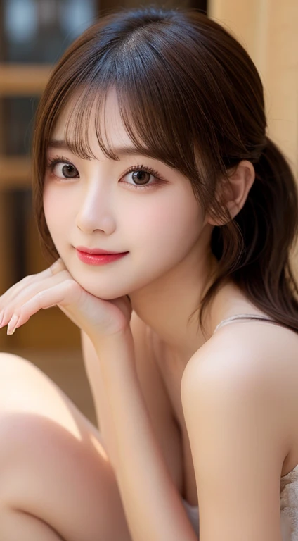 Tabletop, highest quality, shape, Very detailed, finely, High resolution, 8k wallpaper, 完璧なダイナミックな構shape, Beautiful and detailed,ランダムなcute髪,,Natural color lip, Bold sexy pose,smile、20-year-old girl、cute、Looking at the camera,Always blur the background,Perfect and beautiful face,Slim face and figure,Big eyes、Putting on gal makeup,Small face,Shooting from below、smile,Blurred Background,Elegant feminine face、Cyberpunk Fashion、smile、Beach、sunset、Change pose randomly、Randomly change the shooting angle and position
