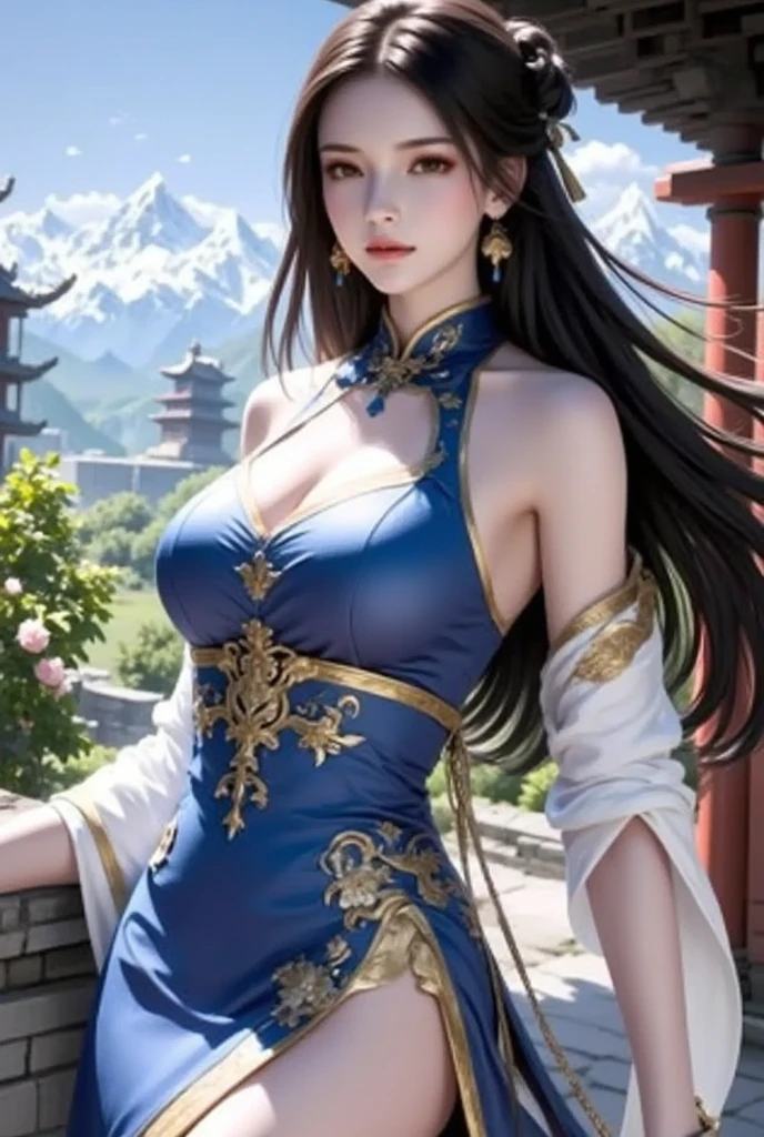 tmasterpiece,best qualtiy,8K,primitive:1.2,realisticlying:1.4,Grotesque,1 Role,Sexy and revealing,Solo,ff Tifa,Most detailed,opens his eyes wide:1.3,eyes reflection:1.5,eyes with brightness:1.5,White skin,(Blue and white ancient Chinese armor,Chinese helmet,Blue and white porcelain),Women's armor,Slim,Thin leg,Moon,Updraft,The upper part of the body,cinmatic lighting,Beautiful ancient Chinese architecture,Chinese style