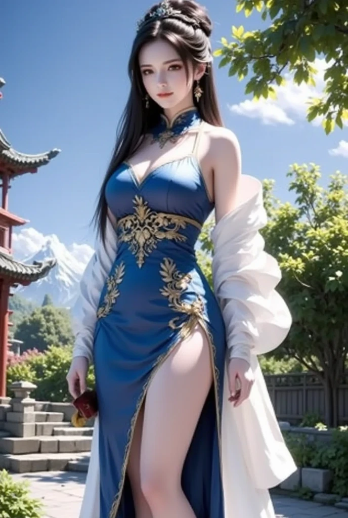 Super detailed characters,Depicts a 25-year-old woman,Wear transparent, Transparent silk hanfu,Immerse yourself in ultra-detailed forest environments,Towering trees background,Her hair black and shiny,The cleavage protrudes,Sharp,Sexy tong,Presents a very dynamic effect。The picture full of color,Use real photography art,Added motion effects。Overall ancient style,Turn around and look behind you,facing the front there,human body panorama。