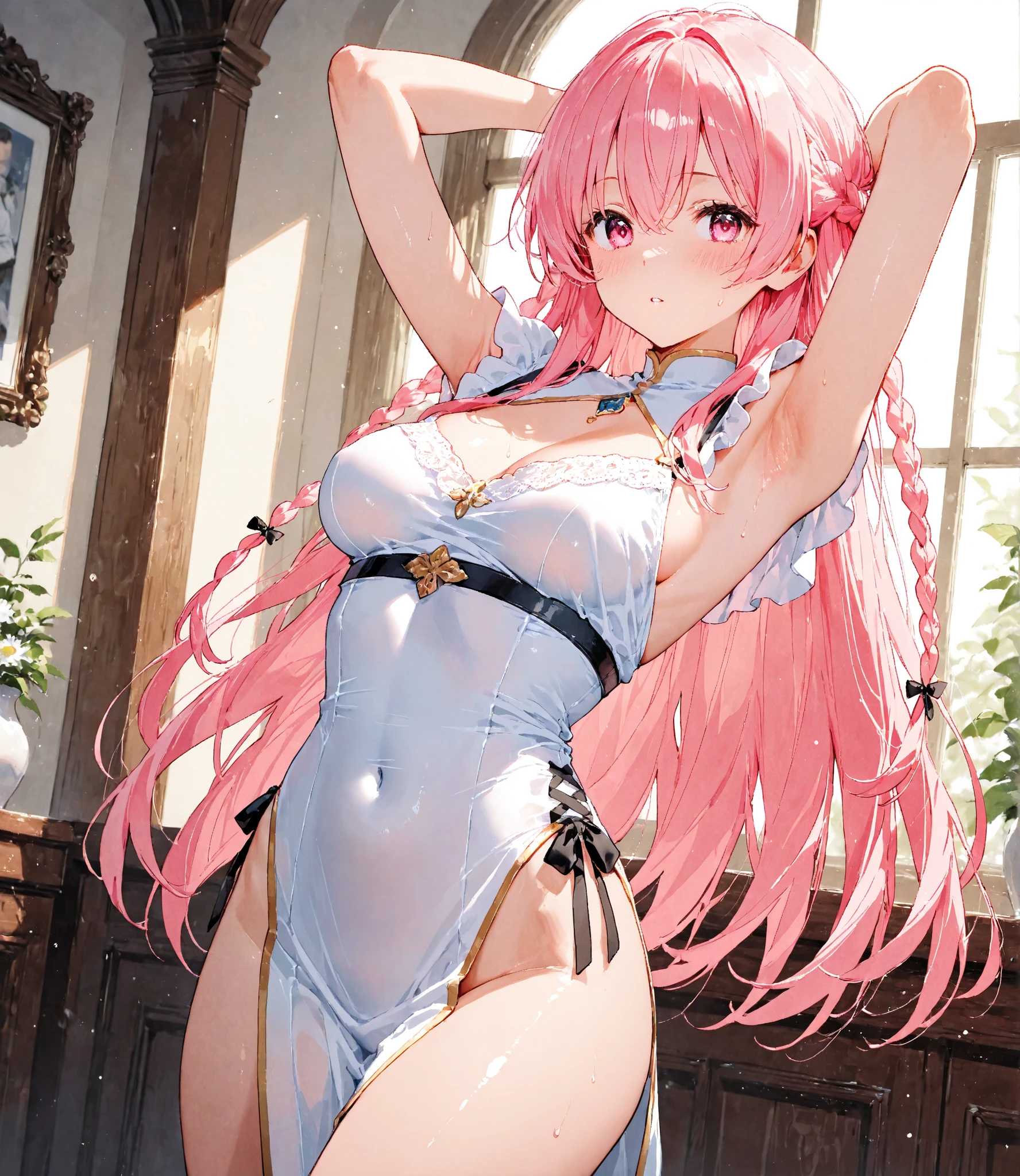 Wet woman,obscene exposure
