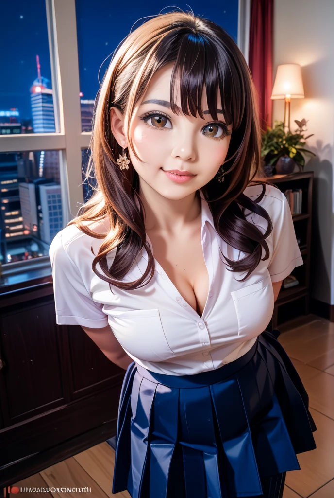 Kujikawa Def,Twin tails,school uniform,Seraph of the Black,Long sleeve,skirt,Knee socks,jewelry,Earrings,Straddle,
Highest quality, Very detailed, masterpiece, Absurd,8k,   photoRealistic, Realistic,Detailed skin texture,Detailed pupil,High resolution,Natural light,
One girl,alone,(Happy:1.1),(smile:1.2),short hair,Brown Hair,(Angular face:1.2),Shining Face,Large Breasts, Tight waist, Lip Makeup,Wet shirt,Spread your legs,(I can see her panties:1.5)back,From the back,look back,Beautiful cleavage,Bra is visible,(Orgasm:1.8)classroom,Show your chest,(Urinating:1.4)Wet crotch,Squirting from the crotch,I feel ecstasy,((Masturbation:1.5))Beautiful vagina,