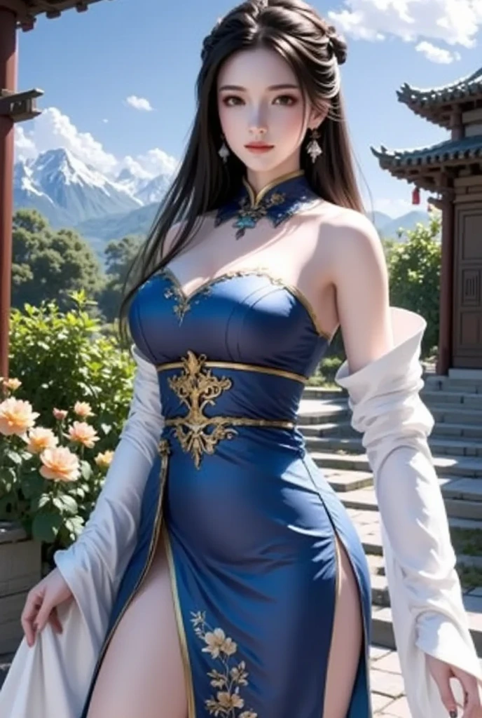 In the daytime, Dark blue sky,Outdoor riverside, 校服,Lace open-chested dress, Superskirt, Gorgeous Hair in Long Purple, Long hair and waist,Extra-large big breasts, -yeld gi,Beautiful teenage girl, oh, God, divinity, Sit on the railing,opening legs,White lace stockings ,Stockings strangle,Hairline, slanted bangs, cinmatic lighting, Lens glare, hyper HD, high detal, high qulity, A high resolution, best qualtiy, 8K, 16k, high detal, high qulity, super detailing, anatomy correct, tmasterpiece, ccurate