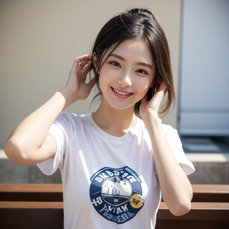 Beauty、Cute person、beautiful、Young face、Detailed face、Summer festival、Festivals、night、stall、Eating shaved ice、Has bangs、T-Shirts、Leaning forward、whole body
