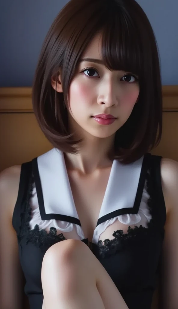short cut hair,beautiful,K-POP idol,japanese idol,japanese actress,High resolution,beautiful skin,8K,RAW photo,highest quality,masterpiece,realistic,photo-realistic,clear,professional lighting,beautiful顔,highest quality,超High resolution,whole body,sexy,beautiful歯列, beautiful唇,a playboy bunny,Bunny ears,fake Bunny ears,pantyhose,bow tie,wrist cuffs,leotard, (8K, RAW photo, highest quality, masterpiece:1.2), (realistic, photo-realistic:1.4), (Highly detailed 8K wallpaper),Photo of a beautiful Japanese idol 20 years old woman,NSFW,bed