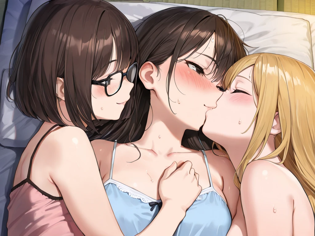 Four female college students,Four Girls,Lesbian,kiss, kiss,brown or black hair,Make your face bright red,Embrace,Please close your eyes.,唇にkiss, Rubbing each other's breasts,I'm shy,Embrace,Sweat,Black Lens Stockings,The light is dim,Bedridden,The face is bright red,Very shy,Spread your legs,sitting on each other's knees,Reaching into someone's clothes,Untie clothes,Barefoot masterpiece, Highest quality, school uniform, skirt, white panties under skirt, Focus on the feet, extreme back arching, Big Ass, Defined butt, School classroom, spread legs on the desk, prominent butt cleavage, View your viewers, Without shoes, Schoolgirl uniform, (Students looking at her:1.3), Fascinating, Fascinating expression, White thigh-high socks, Non-transparent socks, Huge , ((Cleavage)), Huge boob Cleavage