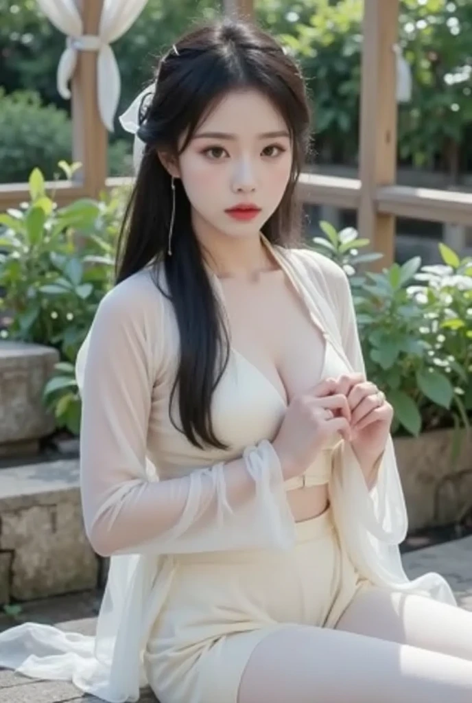 in pink,cleavage,underdressing