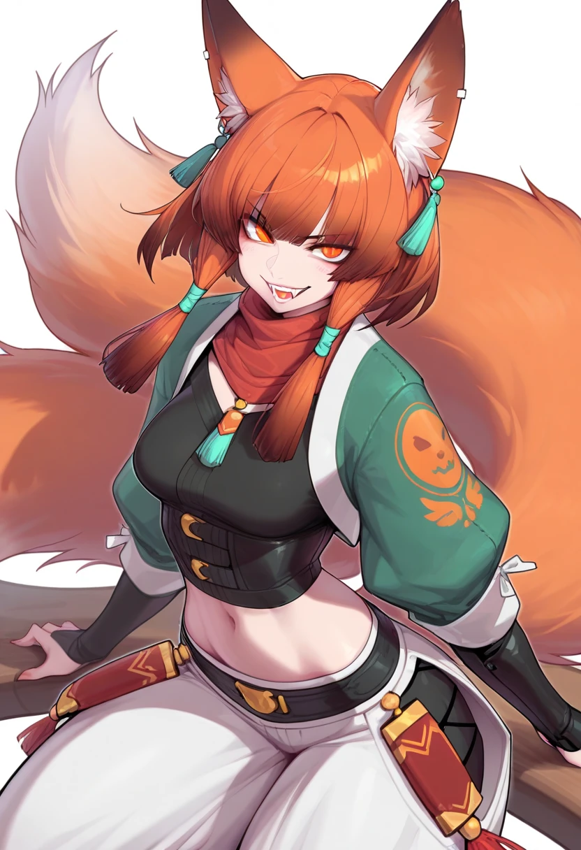 kitsune, rostro alocado, mostrando colmillos y garras, (UHD, 8K, maxima resolucion, ultra detallado), obra maestra, muy detallado, cuerpo entero