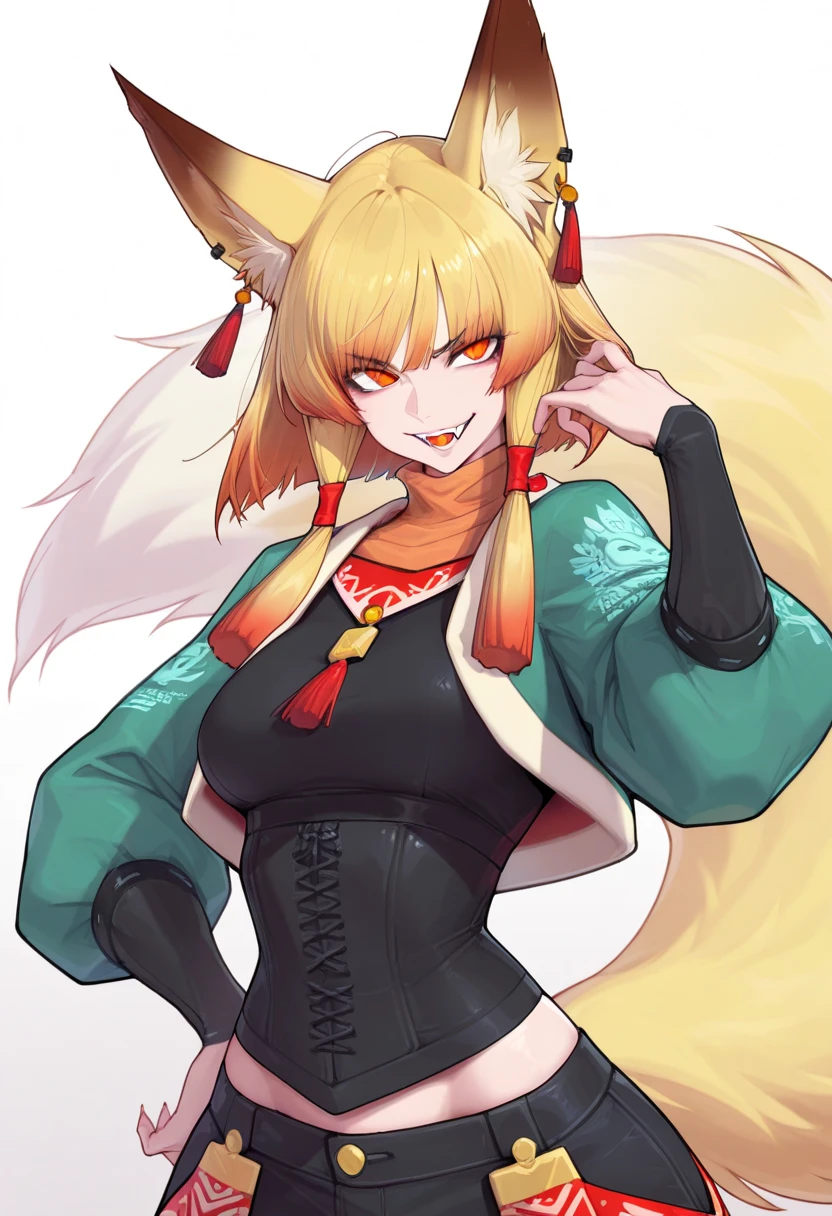 Fox woman, Furry, Golden fur, Golden facial fur, long golden hair, The hair on his hands is golden, Golden yellow hair on the back of the hand, Palm fur, Light-filled eyes, Red eyes, Brown elements of fur, kimono, Beautiful light and shadow, Zhou Xianguang&#39;s ultra-fine fur, Fluffy tail,