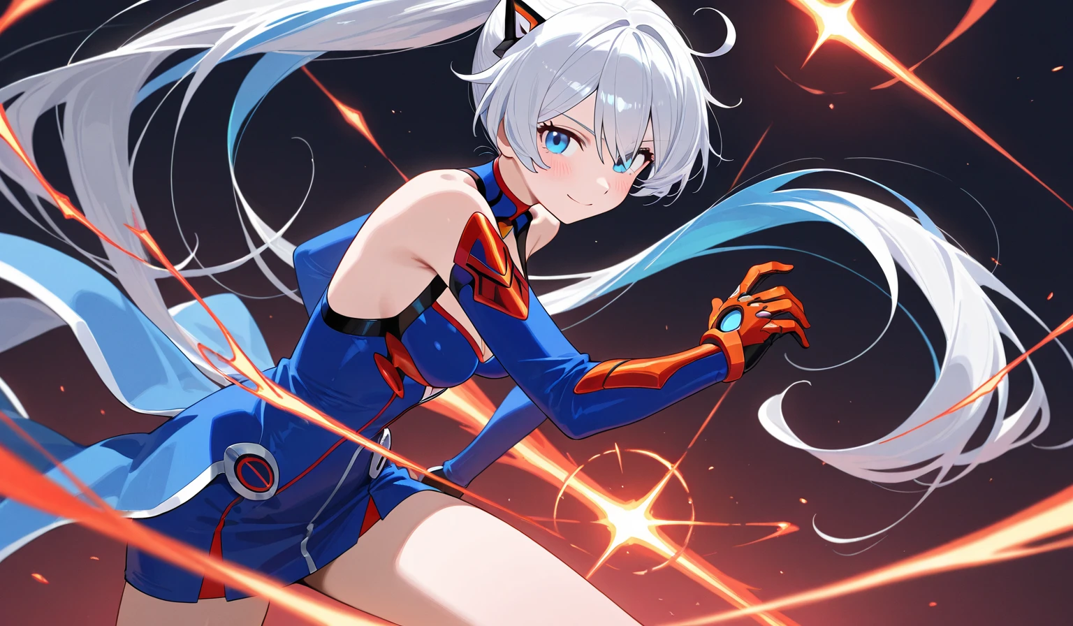 Anime girl in ultraman suit. Nake breast. Lactation. Nipple hug