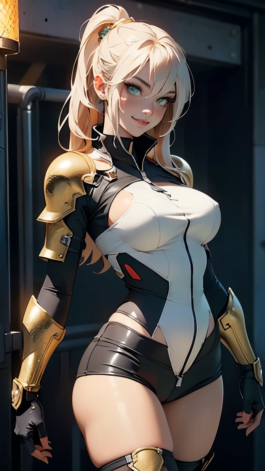 (Random Fighting Pose:1.2),Extreme close-up,Cinematic scene,Fantasy Art,Highest image quality,portrait of ultra realistic,(8K),Ultra-realistic,Best Quality,High quality,High Definition,high quality texture,high detailing,Beautiful detailed,fine detailed,extremely details CG,Detailed texture,realistic representation of face,masutepiece,presence,Dynamic,Bold,1gir,Ultra detailed skin,Curve,Petite,Beautiful breasts,Large breasts,pale skin,pointed breast,Erect nipples,Short hair,(super thin hair),(ultra soft hair),(ultra straight hair),Swept long bangs,very light coppery amber hair,Hair over one eye,White armor