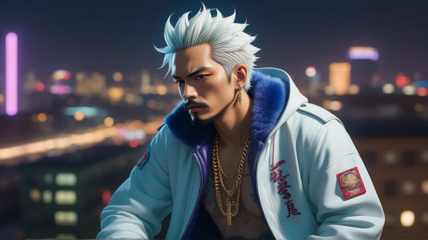Best quality, ultra high resolution, ultra-detailed,realistic,18 years old,boy,8k,Luffy,one piece,White flame hair,Luffy gear 5,